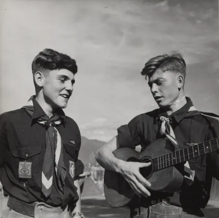 Framed Print : Two German boy scouts at camp Framed Print : Two German boy scouts at camp