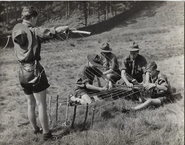 German boy scouts with camp loom