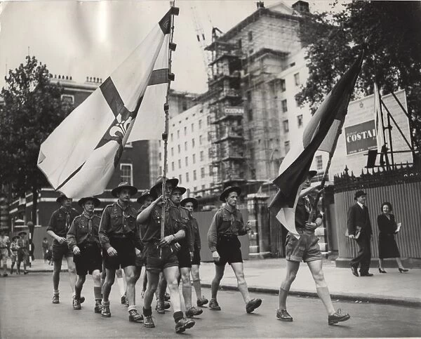 German boy scouts marching down Whitehall, London