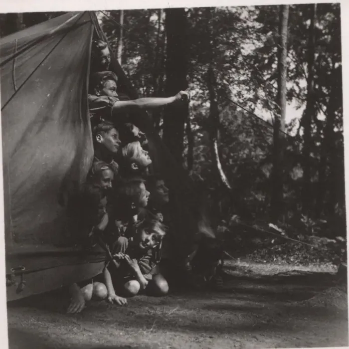 Framed Print : German boy scouts in a tent at camp Framed Print : German boy scouts in a tent at camp