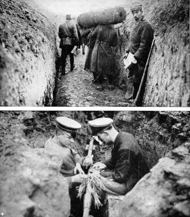 Framed Print : A German communication trench, mending an underground cable Framed Print : A German communication trench, mending an underground cable