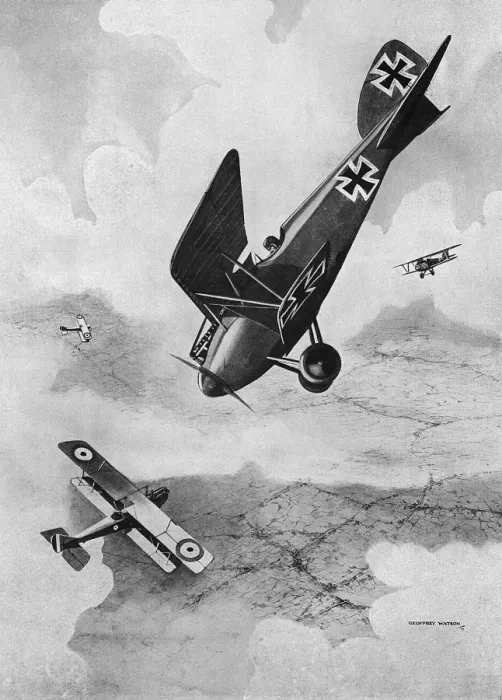Framed Print : The German DIII Albatros diving at a foe, WW1 Framed Print : The German DIII Albatros diving at a foe, WW1