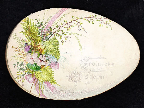German Easter card in the shape of a decorated egg