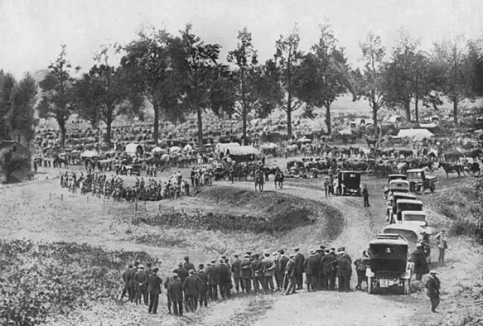 Framed Print : A German encampment at the village of Mouland Framed Print : A German encampment at the village of Mouland