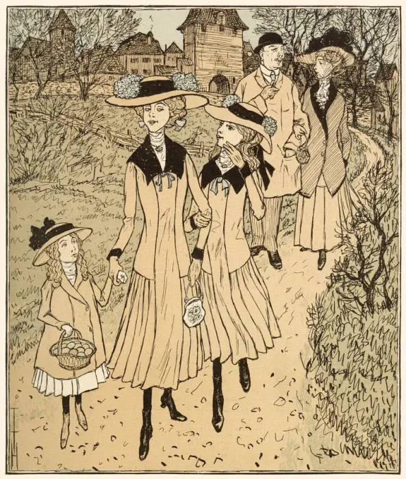 Framed Print : A German family goes out to gather the eggs of the Easter Hare (or Bunny) Framed Print : A German family goes out to gather the eggs of the Easter Hare (or Bunny)
