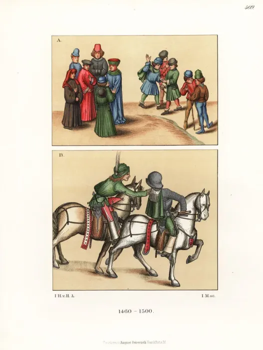 Framed Print : German fashions of the late 15th century Framed Print : German fashions of the late 15th century