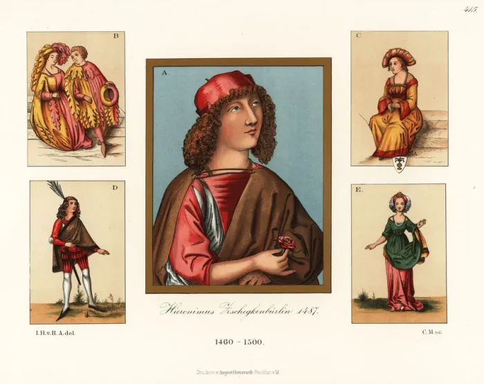 Framed Print : German fashions of the late 15th century Framed Print : German fashions of the late 15th century