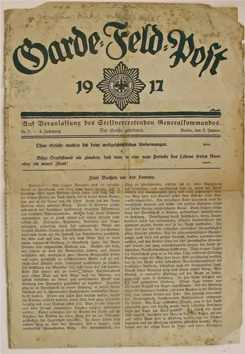 Framed Print : German Field Newspaper (Garde-Feld-Post) Framed Print : German Field Newspaper (Garde-Feld-Post)
