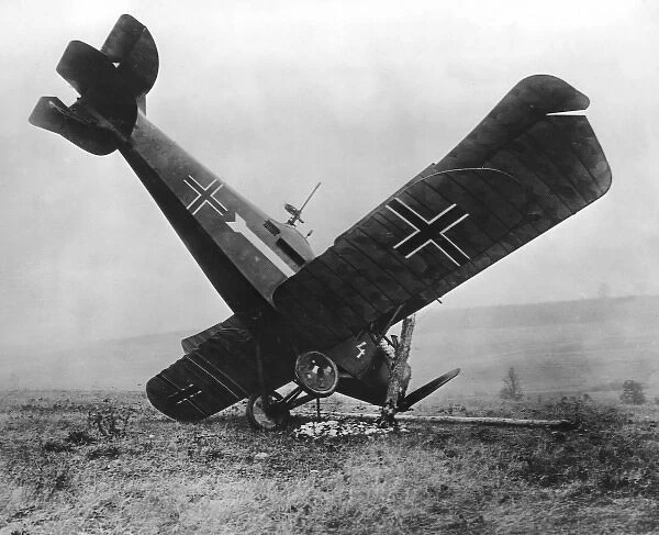 German Hannover CL. II crashed biplane, WW1