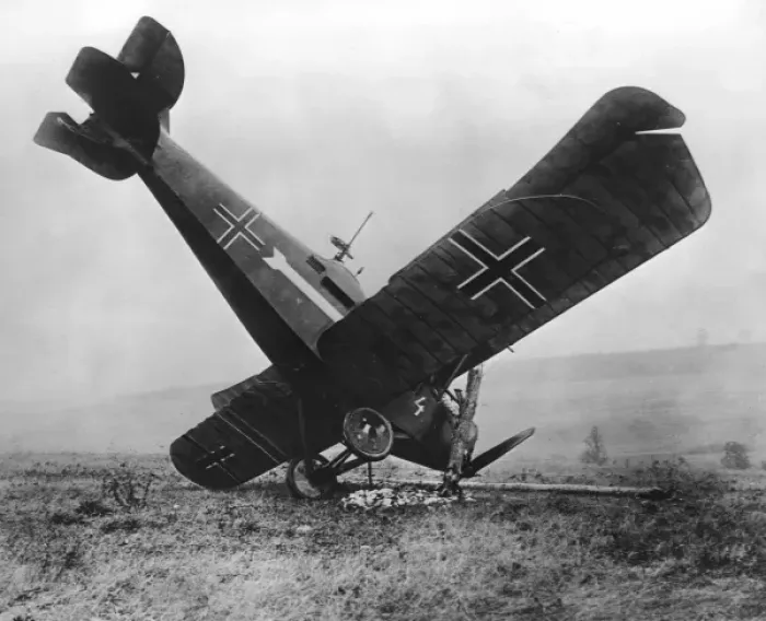 Framed Print : German Hannover CL. II crashed biplane, WW1 Framed Print : German Hannover CL. II crashed biplane, WW1