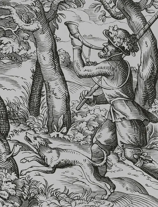 Framed Print : German hunter, 16th century. Engraving Framed Print : German hunter, 16th century. Engraving