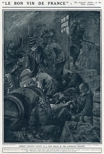 German infantry in French wine cellar, World War One