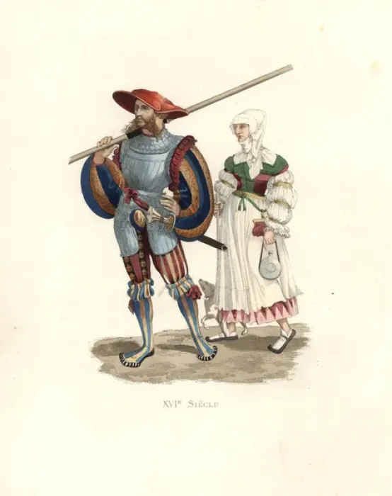 Framed Print : German lancer in breastplate, puff sleeves Framed Print : German lancer in breastplate, puff sleeves