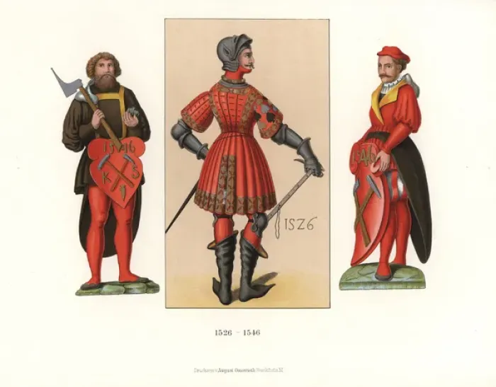 Framed Print : German male costumes of 1526-1546