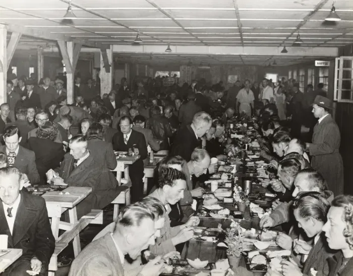Framed Print : German Men and Women Eating Meals at the Headquarters of? Framed Print : German Men and Women Eating Meals at the Headquarters of?