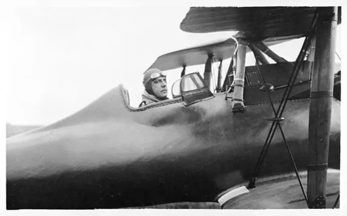 Framed Print : German pilot in a biplane Framed Print : German pilot in a biplane