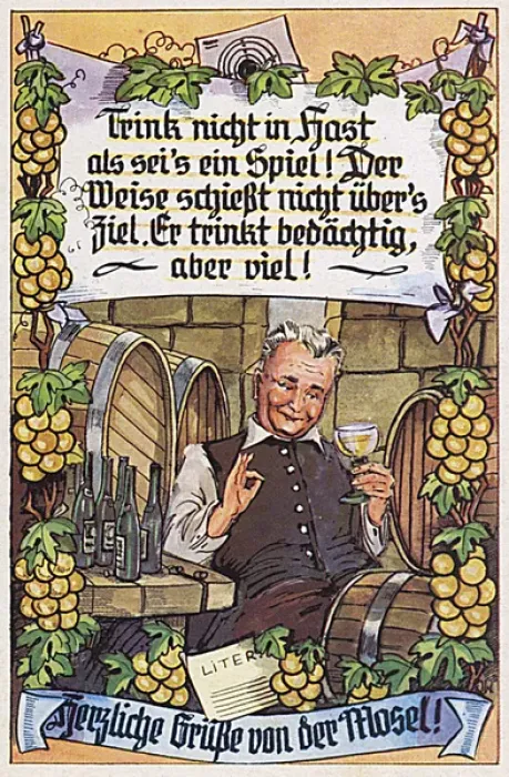 Framed Print : German postcard, greetings from the Mosel Framed Print : German postcard, greetings from the Mosel
