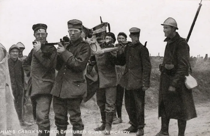 Framed Print : German prisoners made to carry their guns - WWI Framed Print : German prisoners made to carry their guns - WWI
