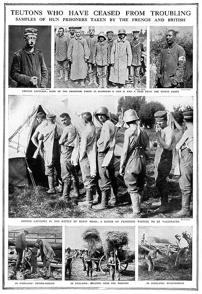 German prisoners line up to be vaccinated, WW1