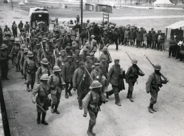 Framed Print : German prisoners marching, Balkan Front, WW1 Framed Print : German prisoners marching, Balkan Front, WW1