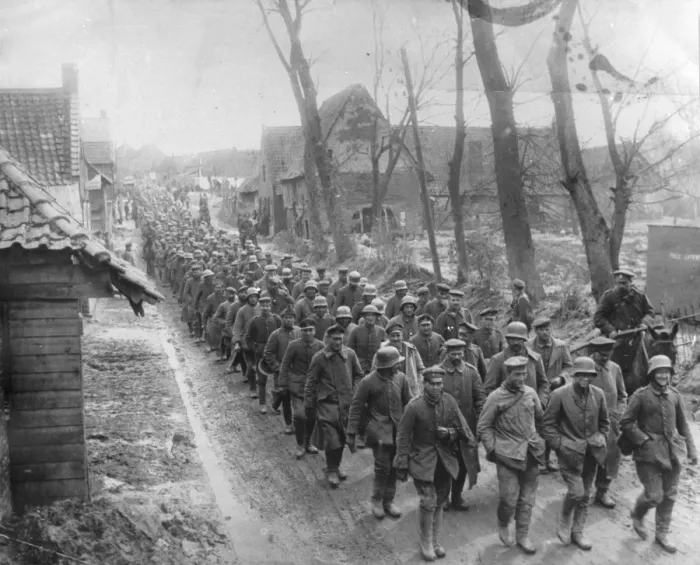 Framed Print : German prisoners of war on the march, WW1 Framed Print : German prisoners of war on the march, WW1
