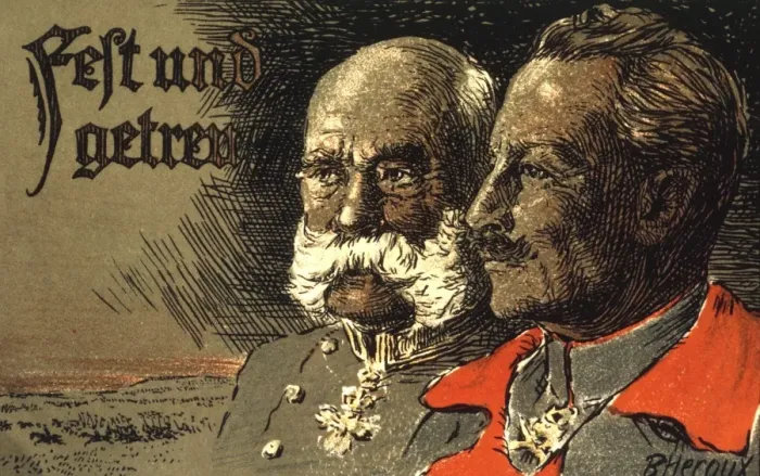 Framed Print : German propaganda postcard, two Kaisers, WW1 Framed Print : German propaganda postcard, two Kaisers, WW1
