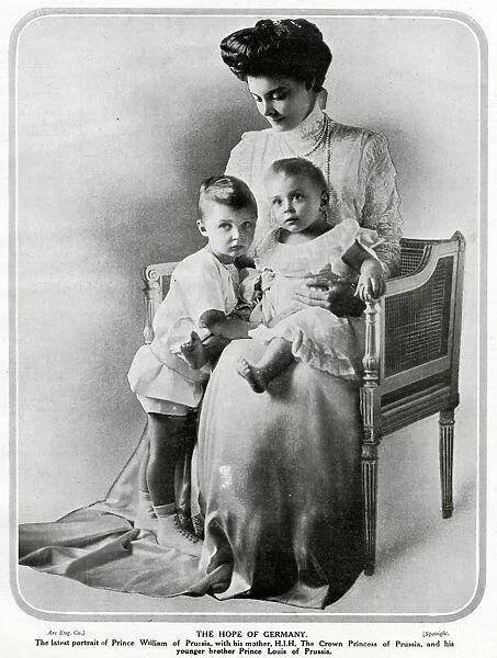 German & Prussian Crown Princess with two eldest sons 1909