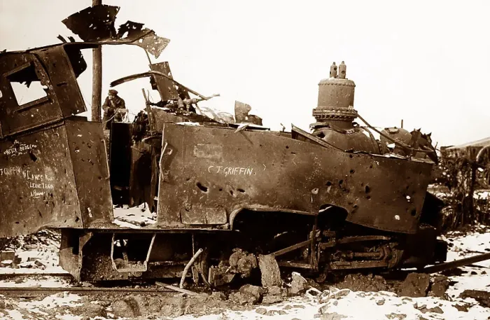 Framed Print : German railway engine in Combles, France in March 1917 Framed Print : German railway engine in Combles, France in March 1917