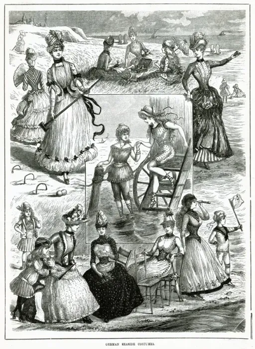 Framed Print : German seaside costumes 1885 Framed Print : German seaside costumes 1885