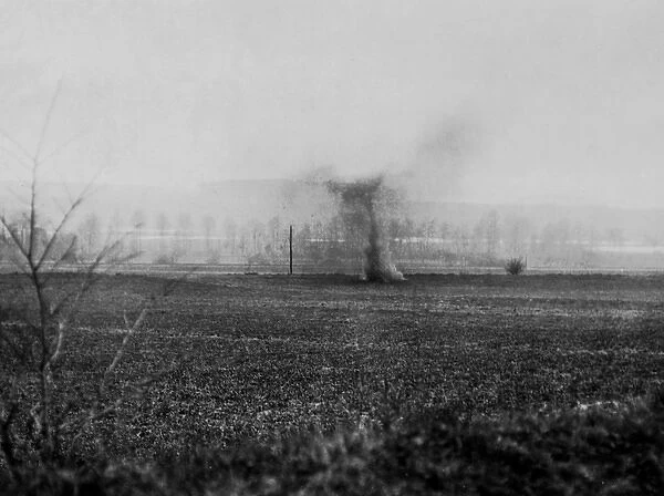 German shell exploding, Western Front, France, WW1