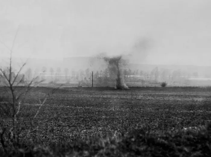Framed Print : German shell exploding, Western Front, France, WW1 Framed Print : German shell exploding, Western Front, France, WW1