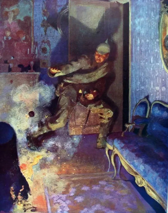 Framed Print : A German soldier trying to escape a French grenade Framed Print : A German soldier trying to escape a French grenade