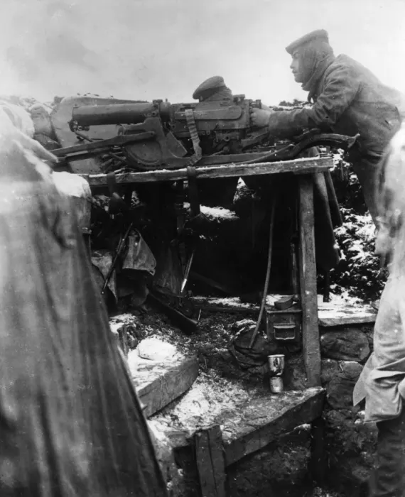 Framed Print : German soldiers with machine guns in trench, WW1 Framed Print : German soldiers with machine guns in trench, WW1