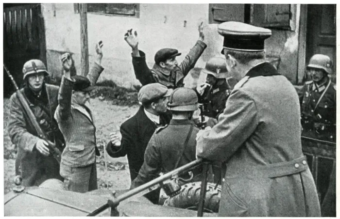 Framed Print : German soldiers rounding up Polish civilians, Sept 1939 Framed Print : German soldiers rounding up Polish civilians, Sept 1939