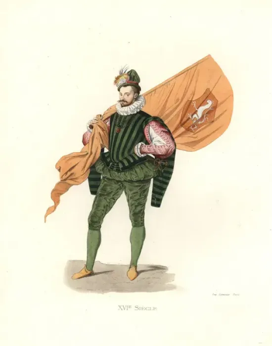 Framed Print : German standard bearer or porte-ensigne, 16th Framed Print : German standard bearer or porte-ensigne, 16th