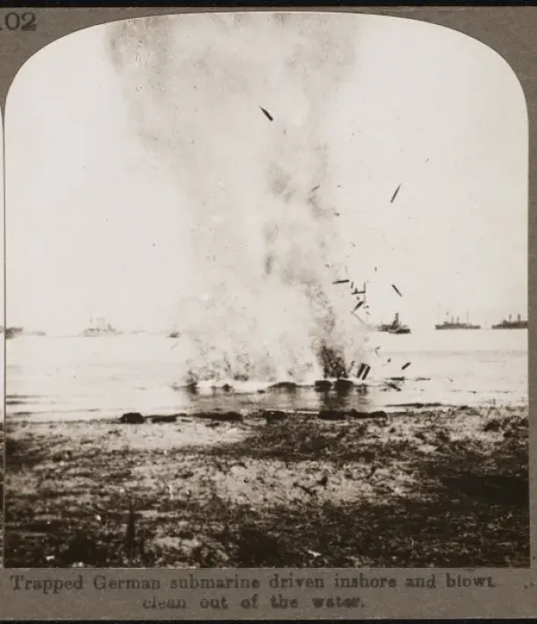 Framed Print : German Sub Exploded Framed Print : German Sub Exploded