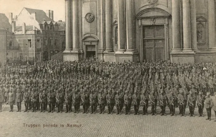 Framed Print : German troop parade in Namur, Belgium - WWI Framed Print : German troop parade in Namur, Belgium - WWI