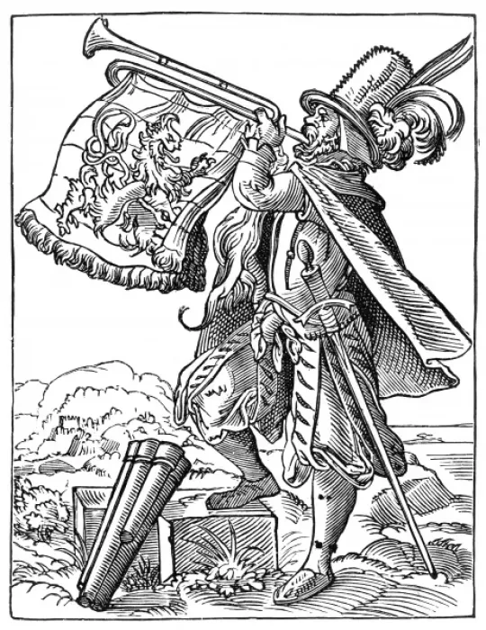 Framed Print : German trumpeter c. 1600 Framed Print : German trumpeter c. 1600