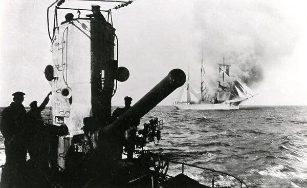 German U-boat 49 hitting Giovanni Albanesi, WW1