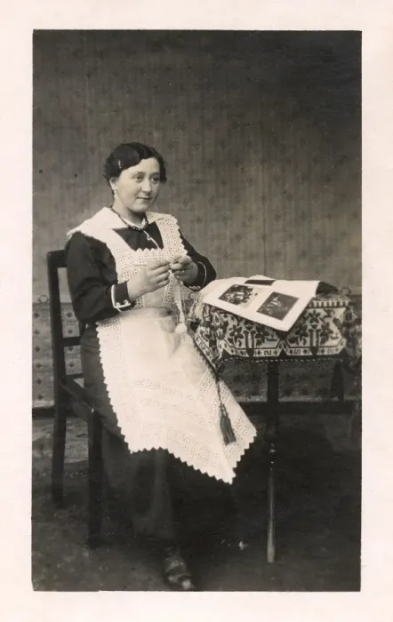 Framed Print : German woman - crocheting for her brother at the front - WW1 Framed Print : German woman - crocheting for her brother at the front - WW1