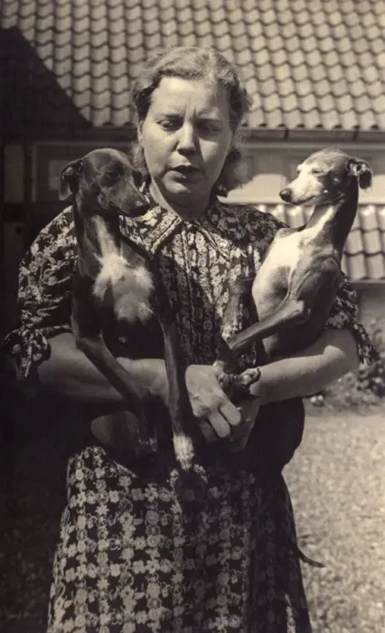 Framed Print : German woman and two dogs Framed Print : German woman and two dogs