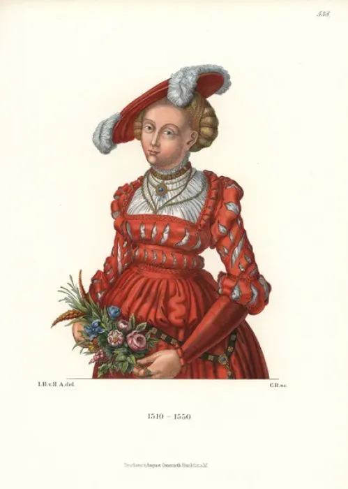 Framed Print : German womans costume, 1510-1550 Framed Print : German womans costume, 1510-1550