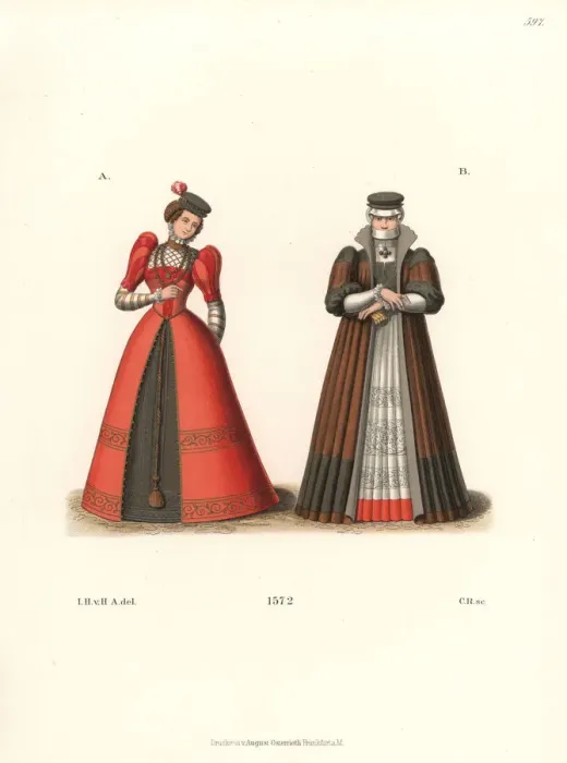 Framed Print : German women in big shoulder pads, 1572 Framed Print : German women in big shoulder pads, 1572
