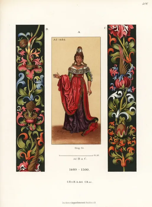 Framed Print : German womens fashion from the late 15th century Framed Print : German womens fashion from the late 15th century