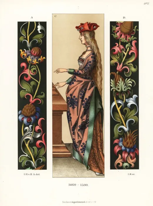 Framed Print : German womens fashion from the late 15th century Framed Print : German womens fashion from the late 15th century