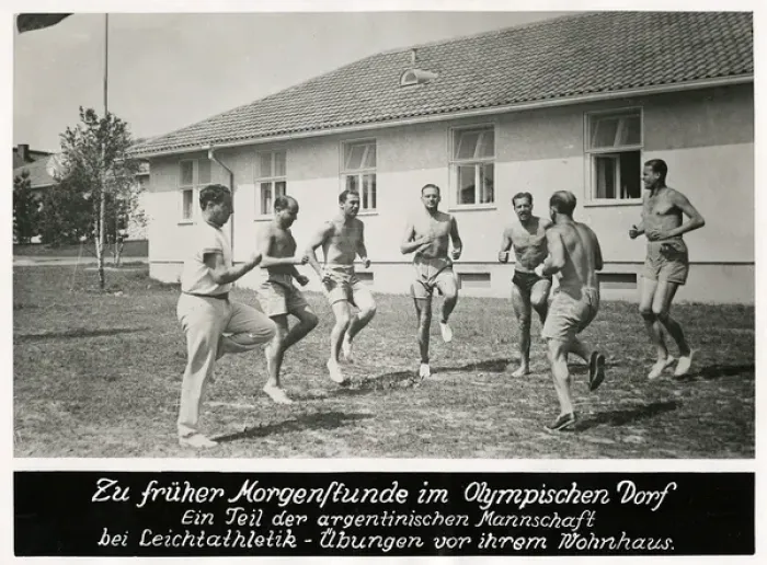 Framed Print : Germany - Berlin Olympics - Argentinian athletes training Framed Print : Germany - Berlin Olympics - Argentinian athletes training