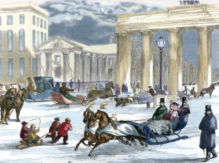 Framed Print : Germany. Berlin. Street scene with the Brandenburg Gate in t Framed Print : Germany. Berlin. Street scene with the Brandenburg Gate in t