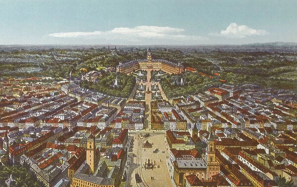 Germany - Karlsruhe. Panoramic view of the German city of Karlsruhe Date: circa 1910s