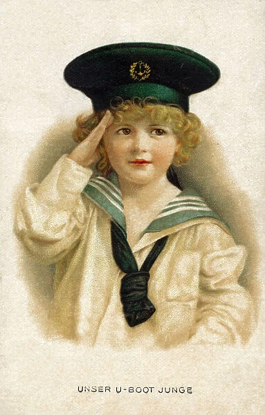 Germany - Our Submarine Boy - Patriotic postcard, end of WW1 era. Date: 1918