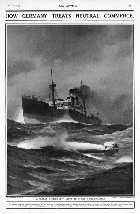 Framed Print : How Germany treats neutral commerce, torpedo WW1 Framed Print : How Germany treats neutral commerce, torpedo WW1